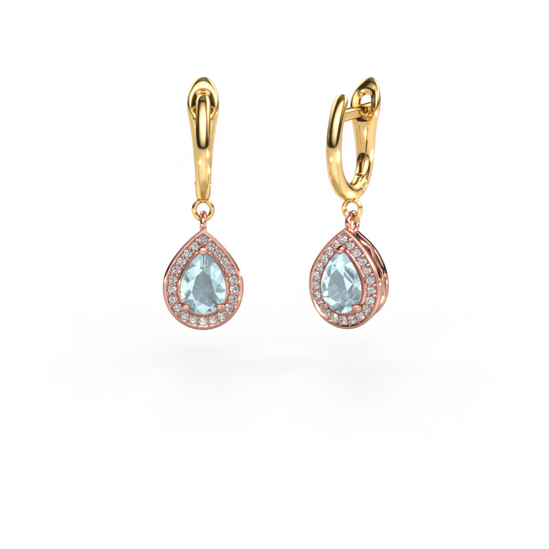 Image of Drop earrings Ginger 1 585 rose gold Aquamarine 7x5 mm