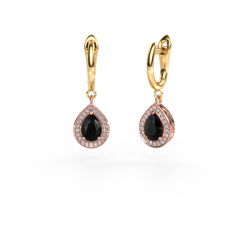 Image of Drop earrings Ginger 1 585 rose gold Black diamond 2.22 crt
