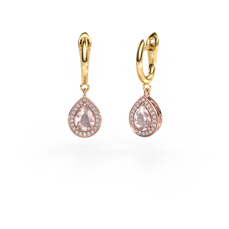 Image of Drop earrings Ginger 1 585 rose gold Morganite champagne 7x5 mm