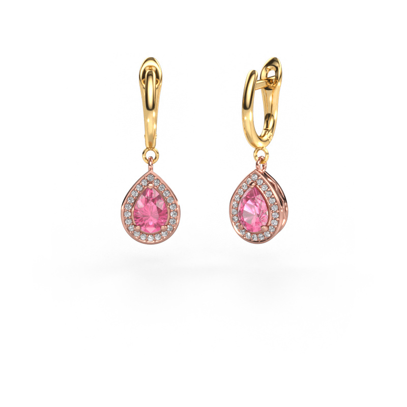 Image of Drop earrings Ginger 1 585 rose gold Pink sapphire 7x5 mm