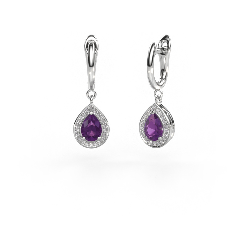 Image of Drop earrings Ginger 1 950 platinum Amethyst 7x5 mm