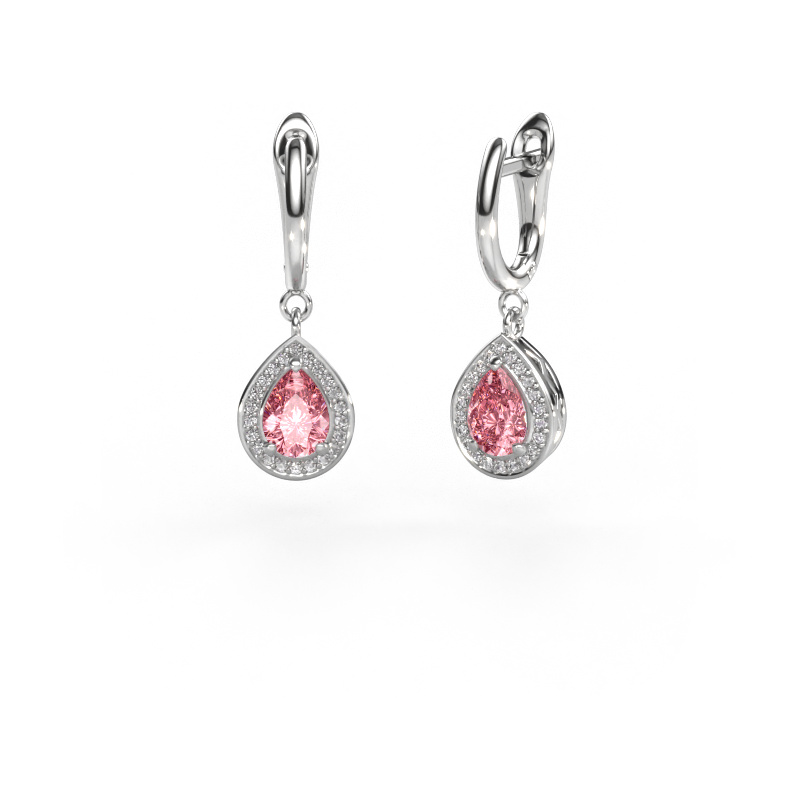 Image of Drop earrings Ginger 1 950 platinum Pink lab grown diamond 7x5 mm