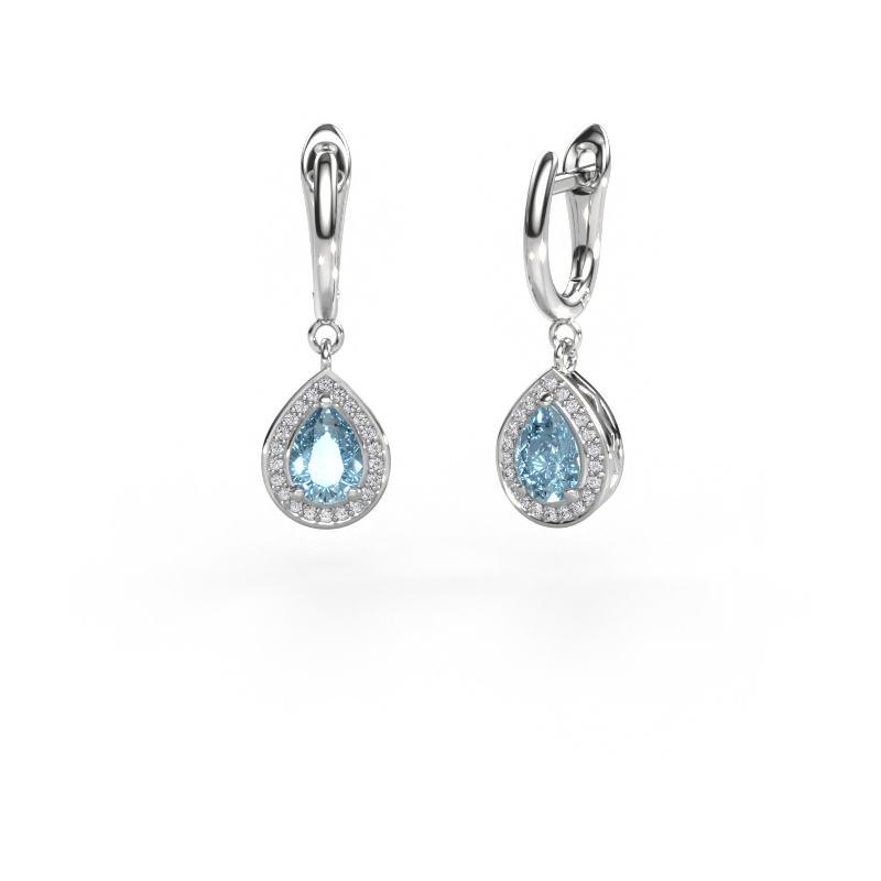 Image of Drop earrings Ginger 1 950 platinum Blue lab grown diamond 7x5 mm