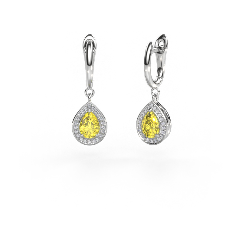 Image of Drop earrings Ginger 1 950 platinum Yellow lab grown diamond 7x5 mm