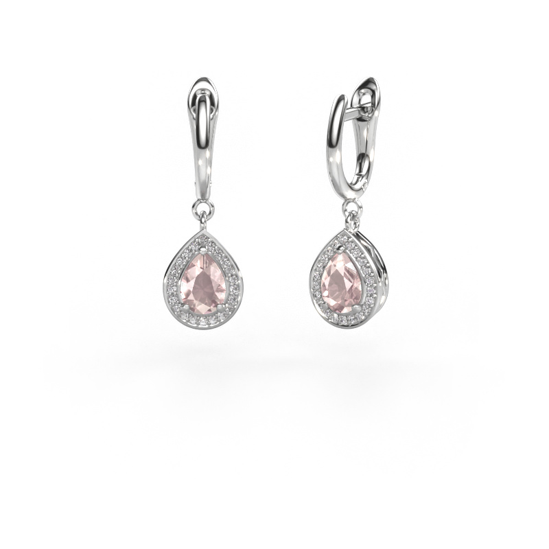 Image of Drop earrings Ginger 1 950 platinum Morganite champagne 7x5 mm