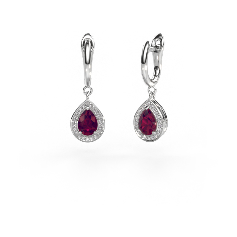Image of Drop earrings Ginger 1 950 platinum Rhodolite 7x5 mm