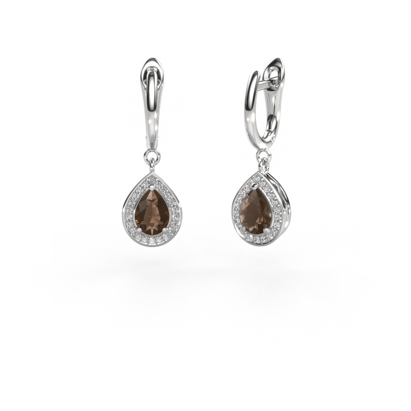 Image of Drop earrings Ginger 1 950 platinum Smokey quartz 7x5 mm