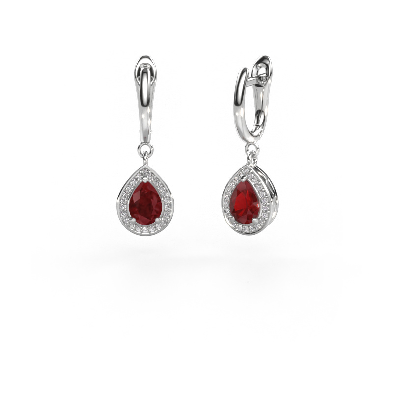 Image of Drop earrings Ginger 1 950 platinum Ruby 7x5 mm