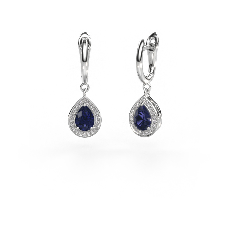 Image of Drop earrings Ginger 1 950 platinum Sapphire 7x5 mm