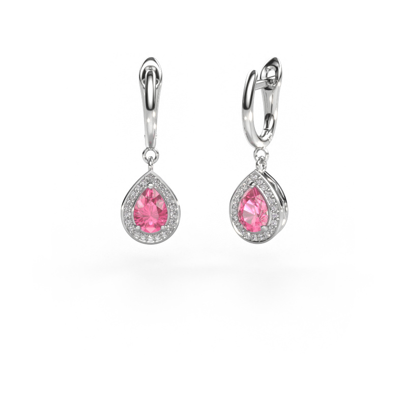 Image of Drop earrings Ginger 1 950 platinum Pink sapphire 7x5 mm