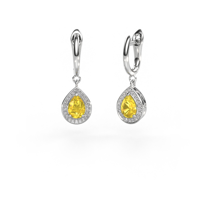 Image of Drop earrings Ginger 1 950 platinum Yellow sapphire 7x5 mm