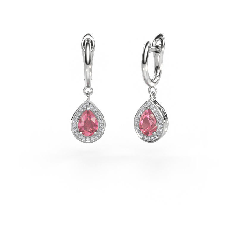 Image de Pendants d'oreilles Ginger 1 950 platine Rose tourmaline 7x5 mm