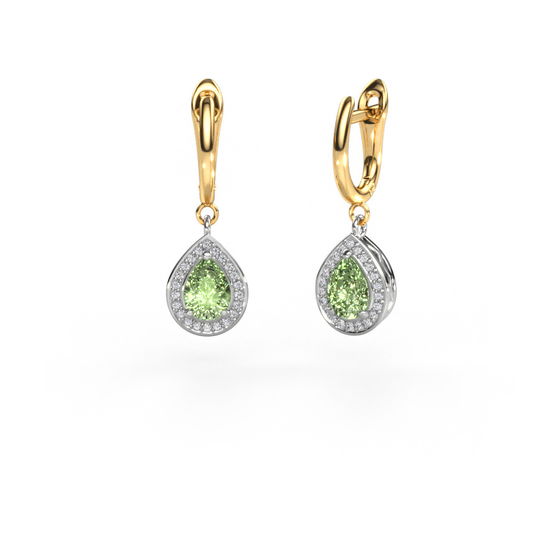 Image of Drop earrings Ginger 1 585 white gold Green lab grown diamond 7x5 mm