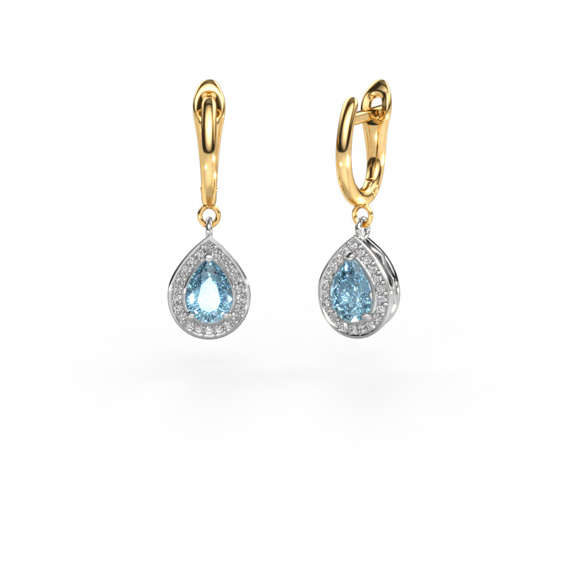 Image de Pendants d'oreilles Ginger 1 585 or blanc Diamant synthétique bleu 7x5 mm