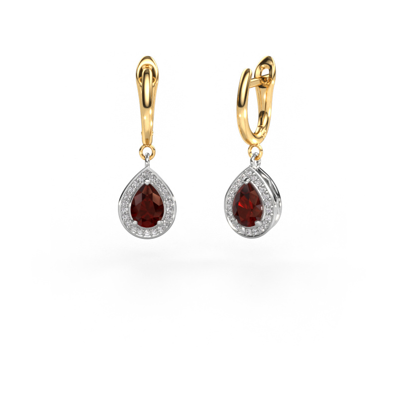 Image of Drop earrings Ginger 1 585 white gold Garnet 7x5 mm