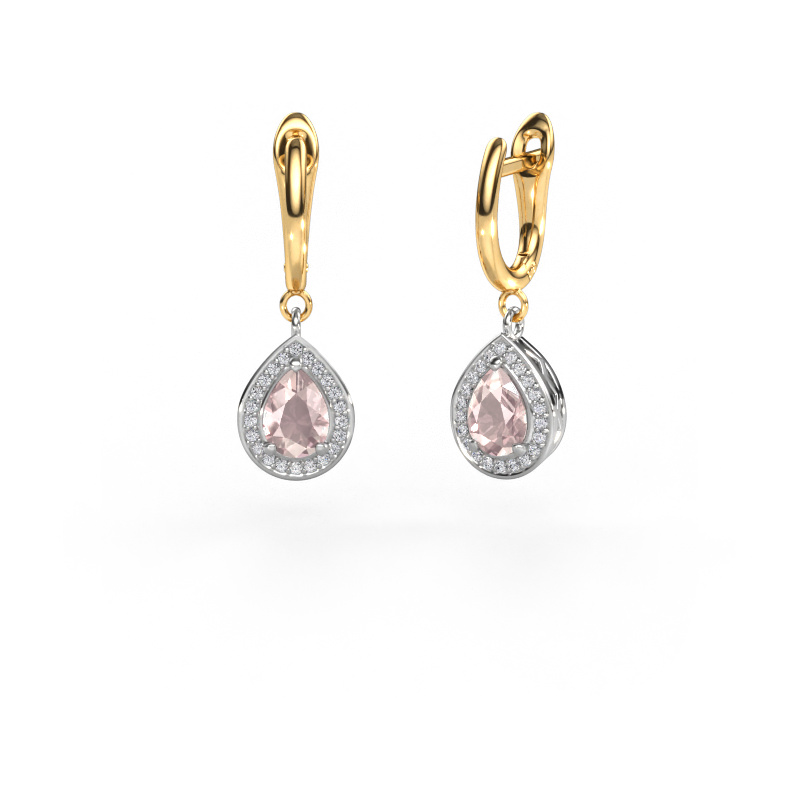 Image of Drop earrings Ginger 1 585 white gold Morganite champagne 7x5 mm