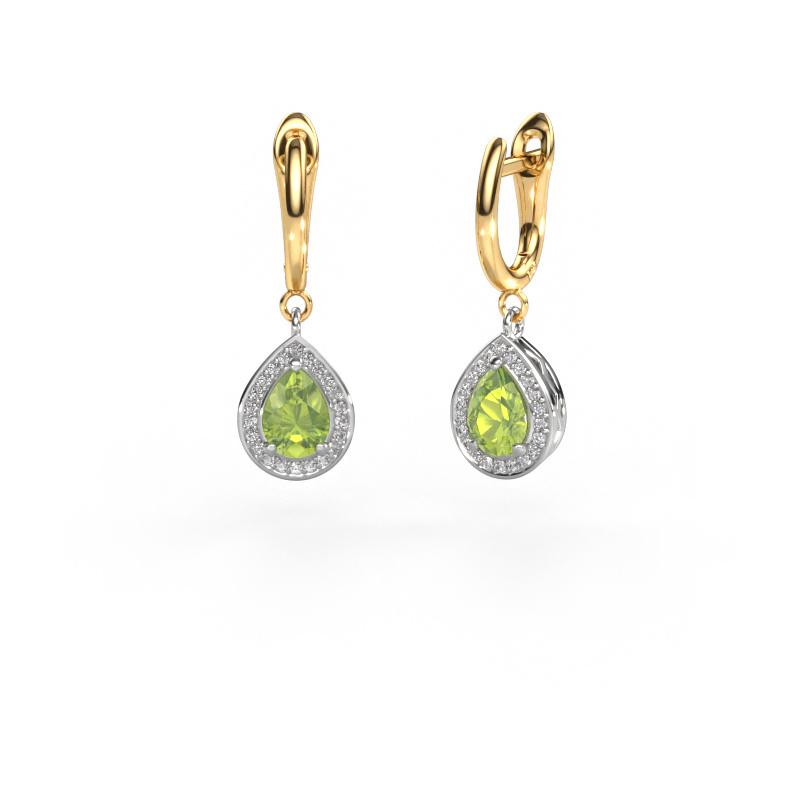 Image of Drop earrings Ginger 1 585 white gold Peridot 7x5 mm