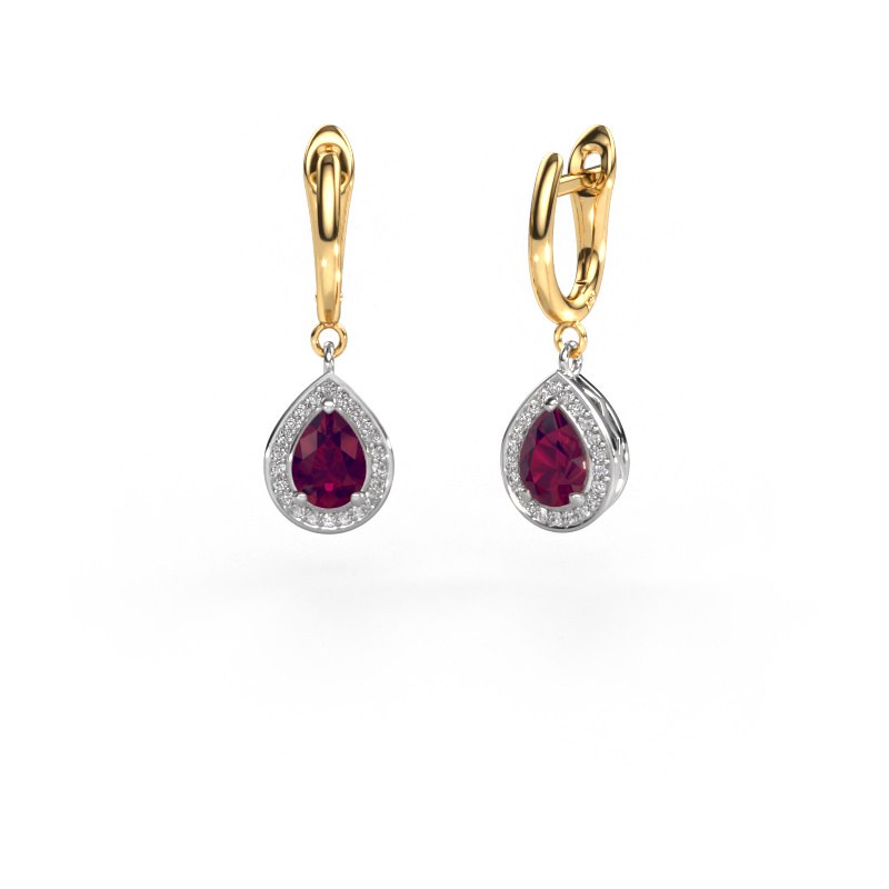 Image of Drop earrings Ginger 1 585 white gold Rhodolite 7x5 mm