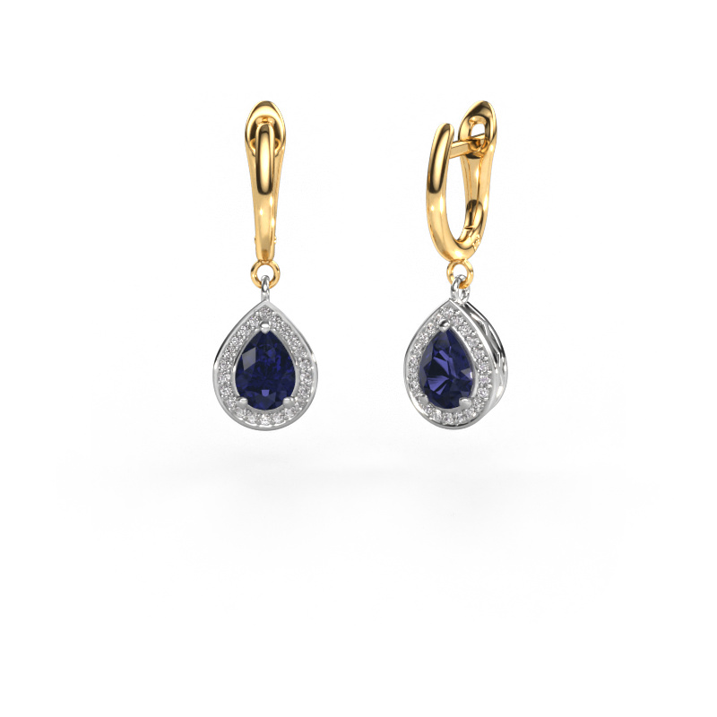 Image of Drop earrings Ginger 1 585 white gold Sapphire 7x5 mm