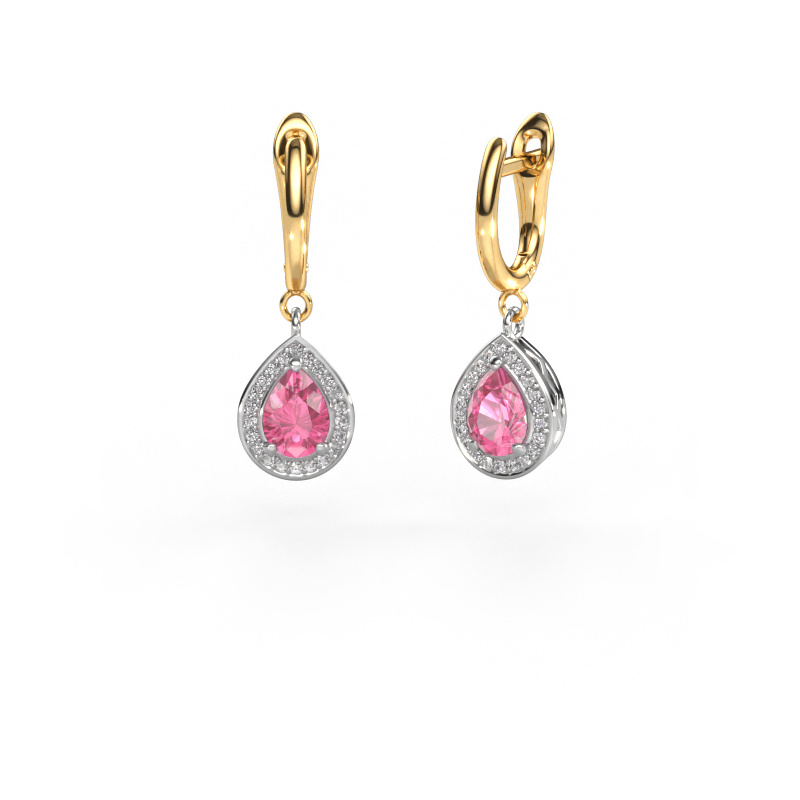 Image of Drop earrings Ginger 1 585 white gold Pink sapphire 7x5 mm