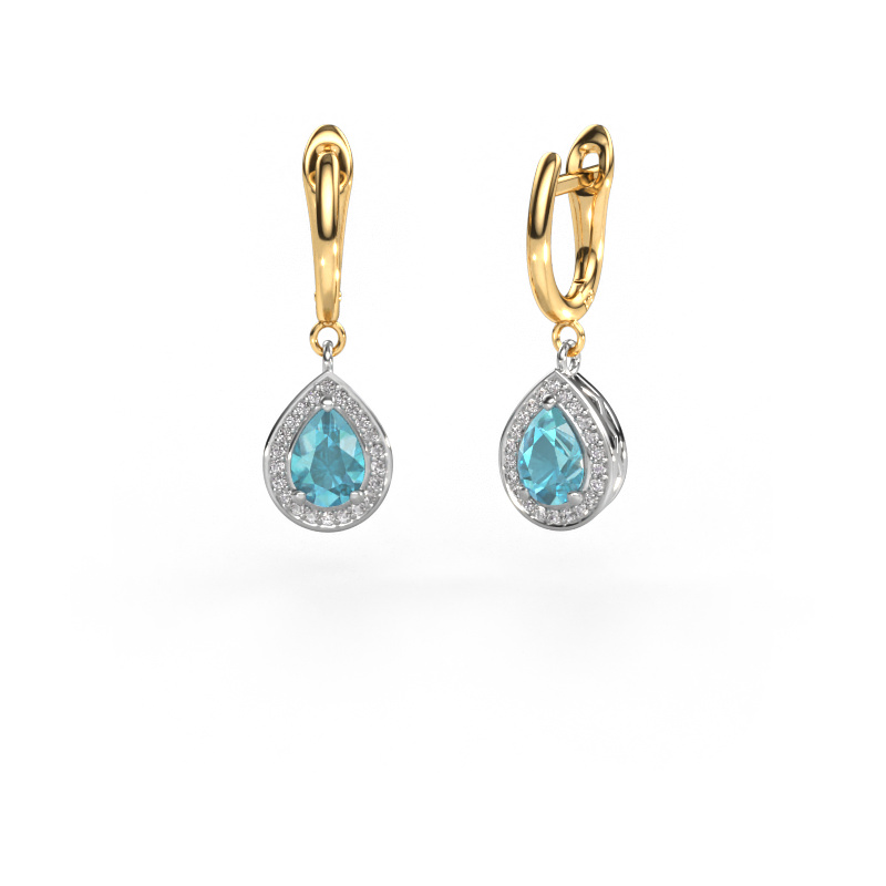 Image of Drop earrings Ginger 1 585 white gold Blue topaz 7x5 mm