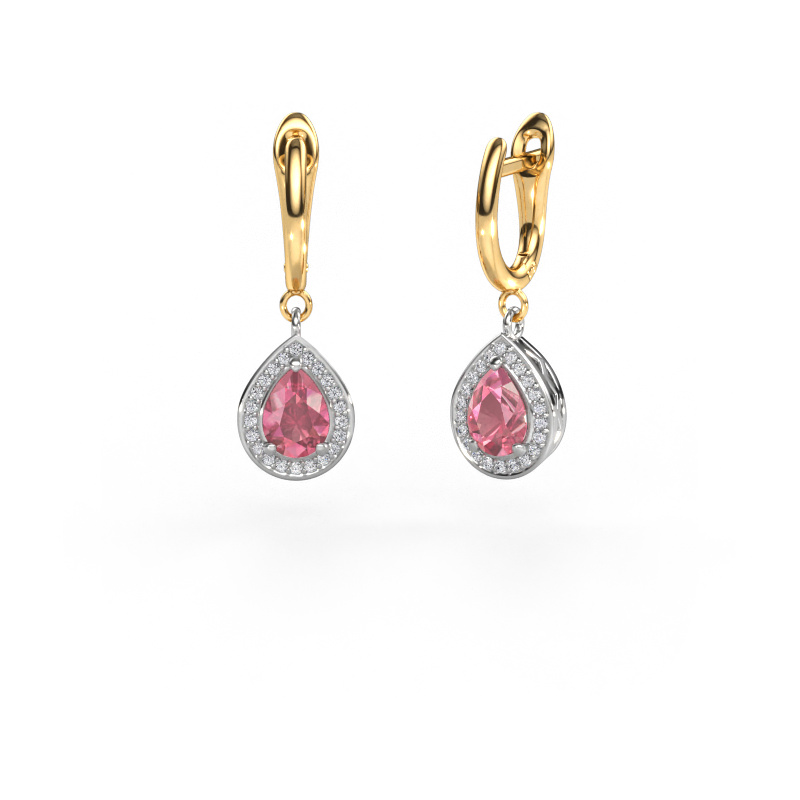 Image of Drop earrings Ginger 1 585 white gold Tourmaline pink 7x5 mm
