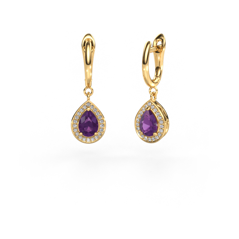 Image of Drop earrings Ginger 1 585 gold Amethyst 7x5 mm