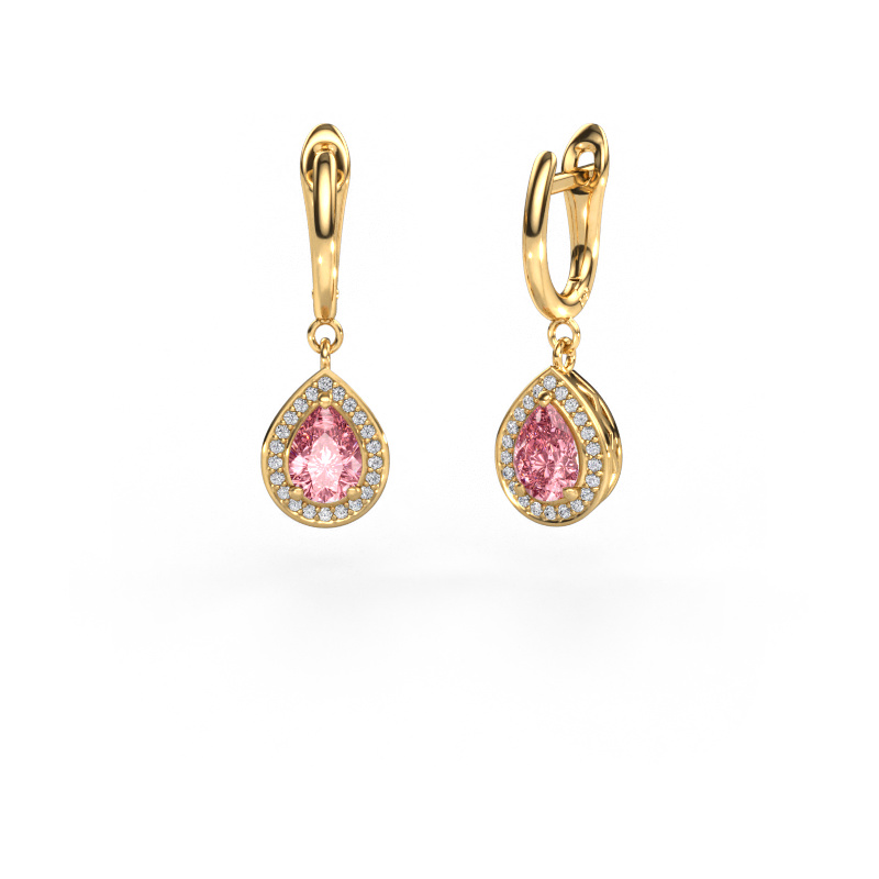 Image of Drop earrings Ginger 1 585 gold Pink lab grown diamond 7x5 mm