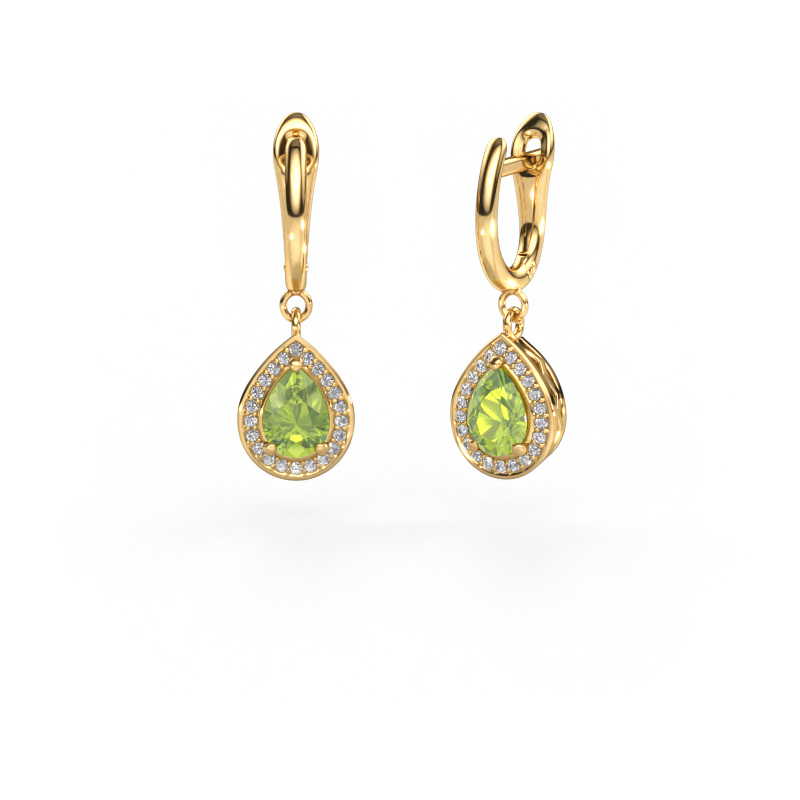 Image of Drop earrings Ginger 1 585 gold Peridot 7x5 mm