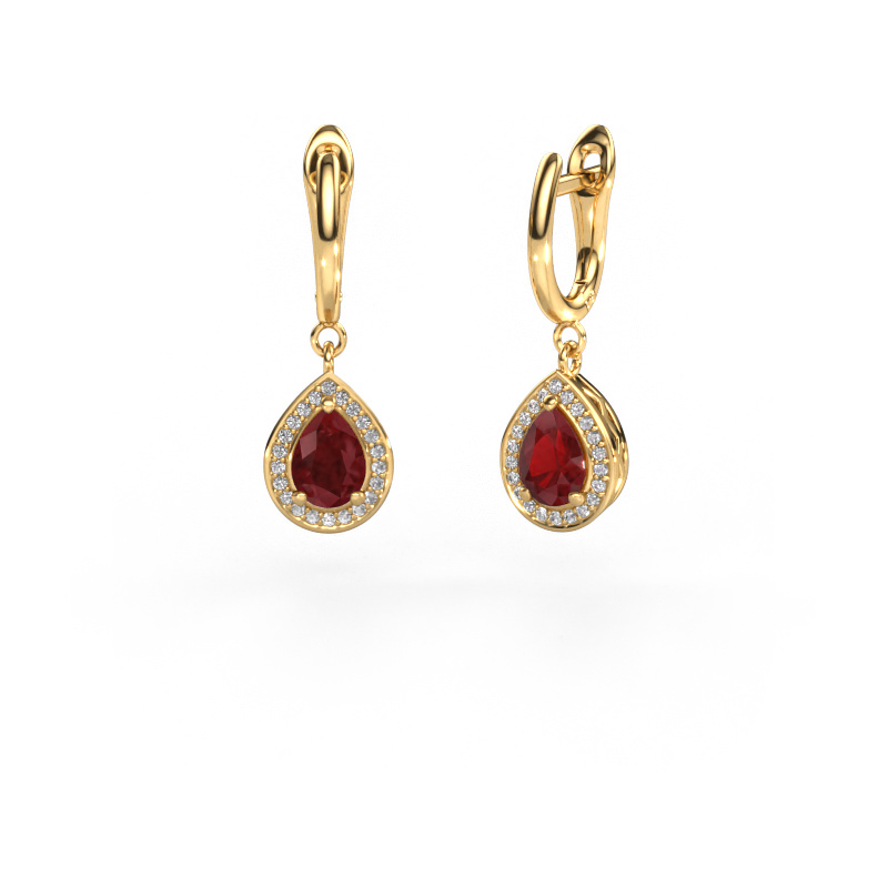 Image of Drop earrings Ginger 1 585 gold Ruby 7x5 mm