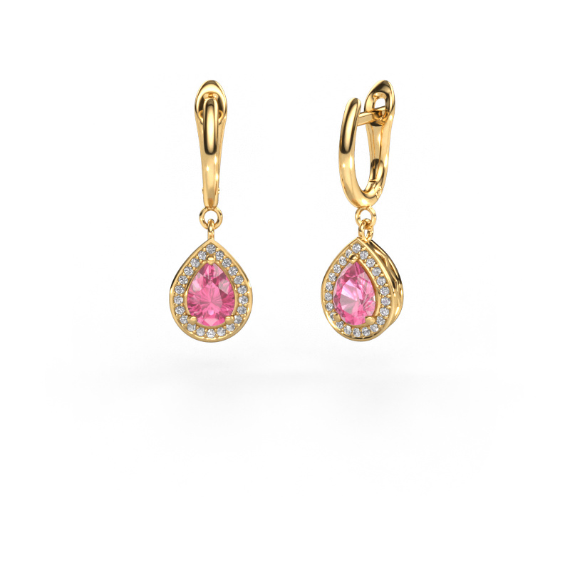 Image of Drop earrings Ginger 1 585 gold Pink sapphire 7x5 mm