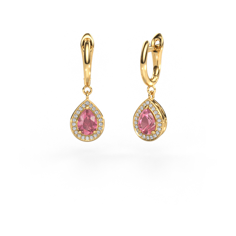 Image of Drop earrings Ginger 1 585 gold Tourmaline pink 7x5 mm