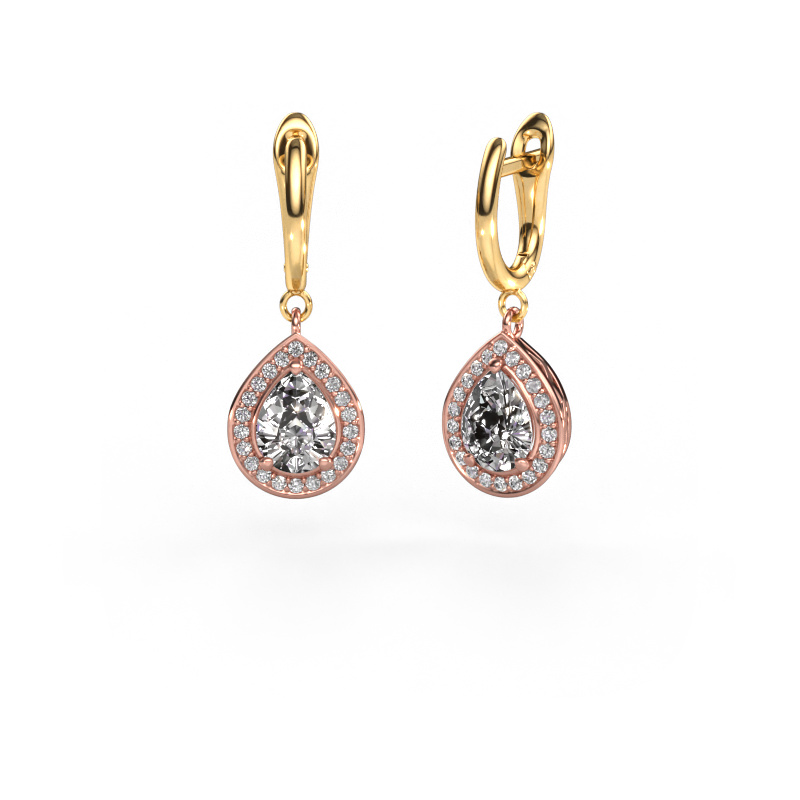 Image of Drop earrings Ginger 1 585 rose gold Diamond 2.33 crt