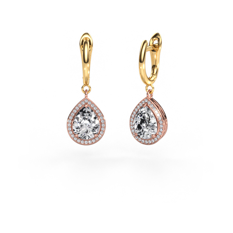 Image of Drop earrings Ginger 1 585 rose gold Diamond 3.24 crt