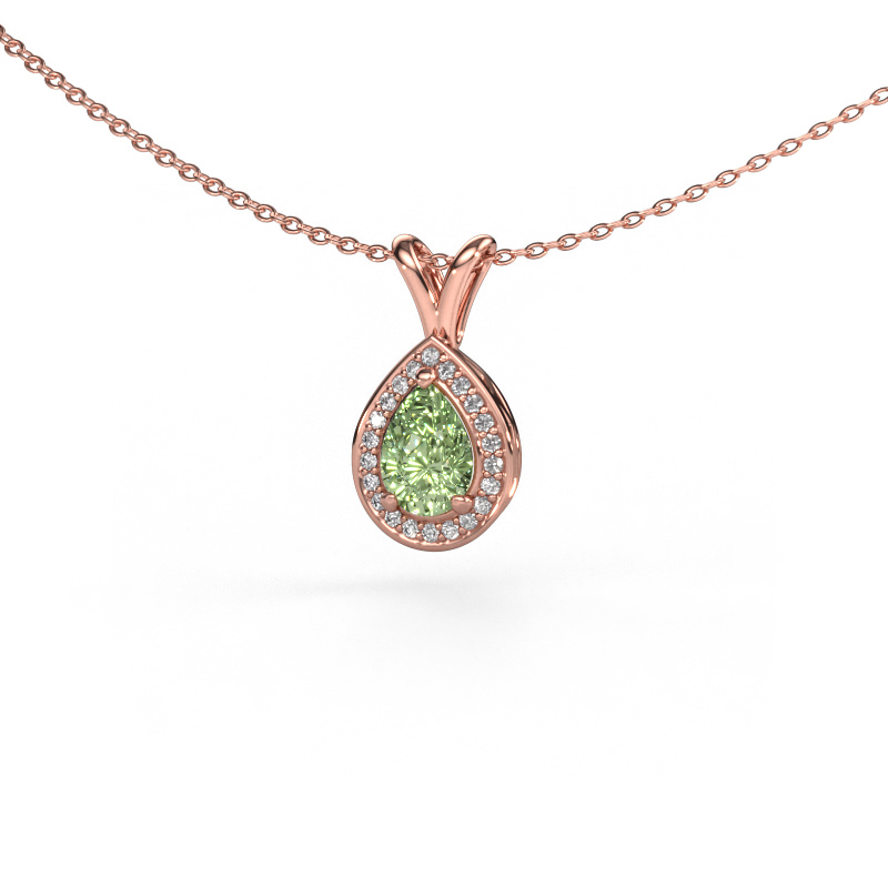 Image of Pendant Ginger 585 rose gold Green lab grown diamond 7x5 mm