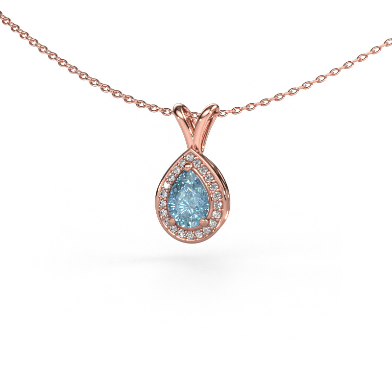 Image of Pendant Ginger 585 rose gold Blue lab grown diamond 7x5 mm