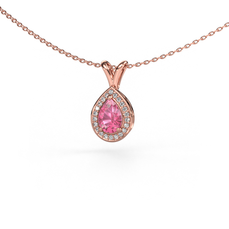 Image of Pendant Ginger 585 rose gold Pink sapphire 7x5 mm