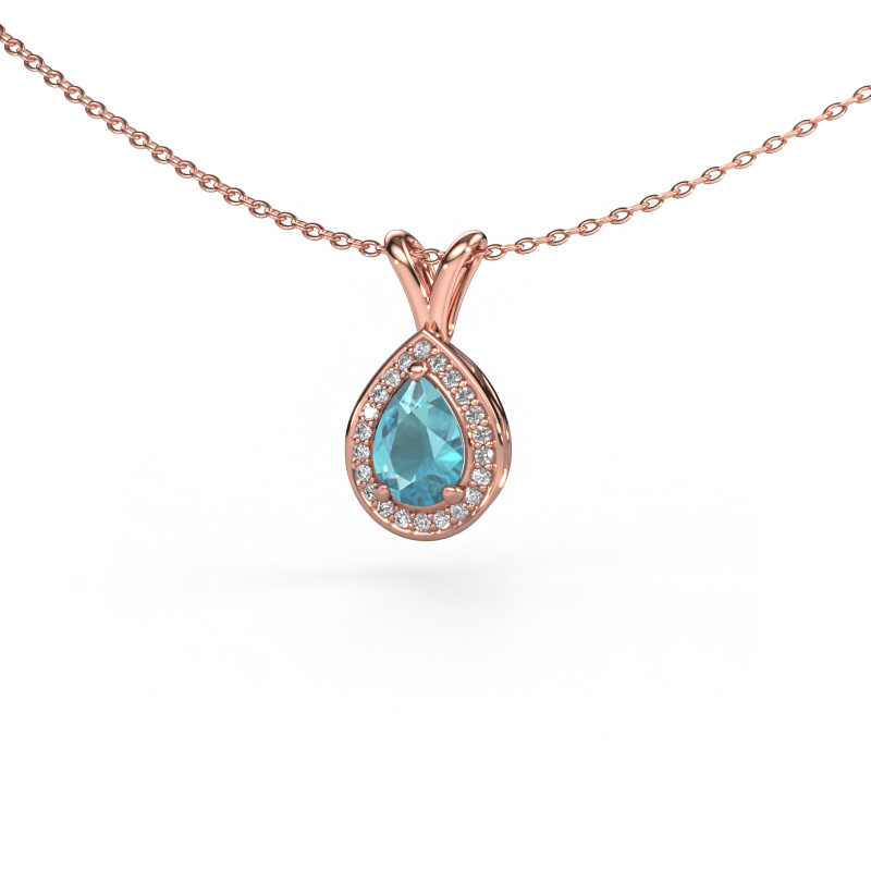 Image of Pendant Ginger 585 rose gold Blue topaz 7x5 mm