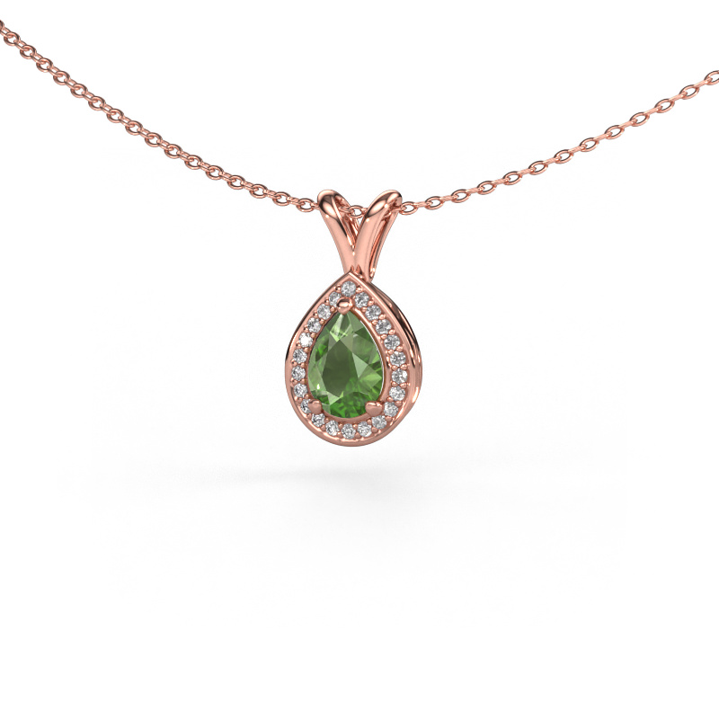 Image of Pendant Ginger 585 rose gold Tourmaline green 7x5 mm