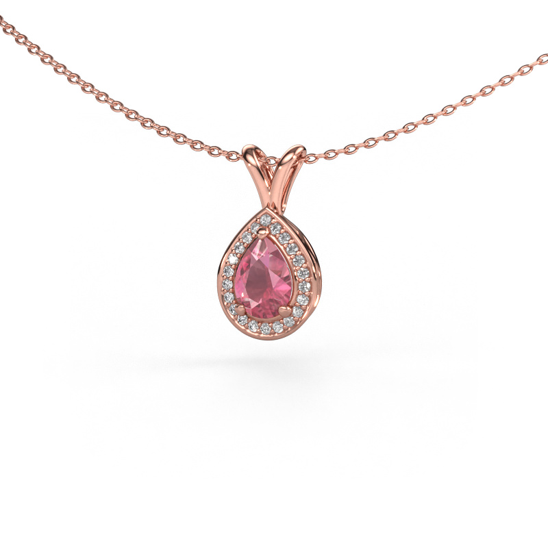 Image of Pendant Ginger 585 rose gold Tourmaline pink 7x5 mm