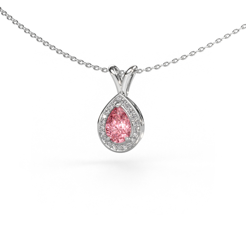 Image of Pendant Ginger 585 white gold Pink lab grown diamond 7x5 mm