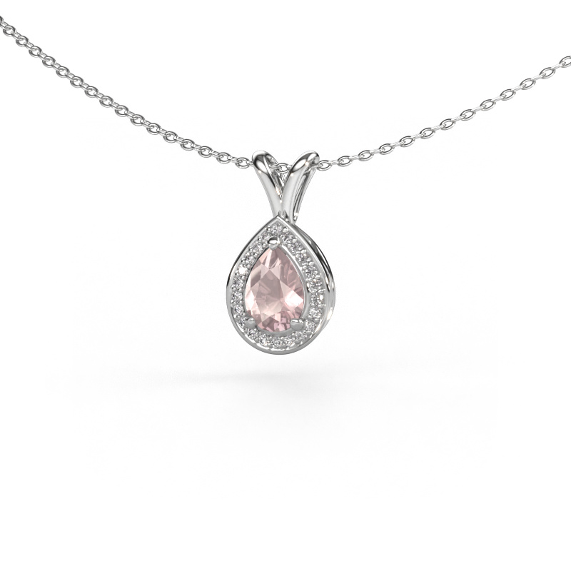 Image of Pendant Ginger 585 white gold Morganite champagne 7x5 mm