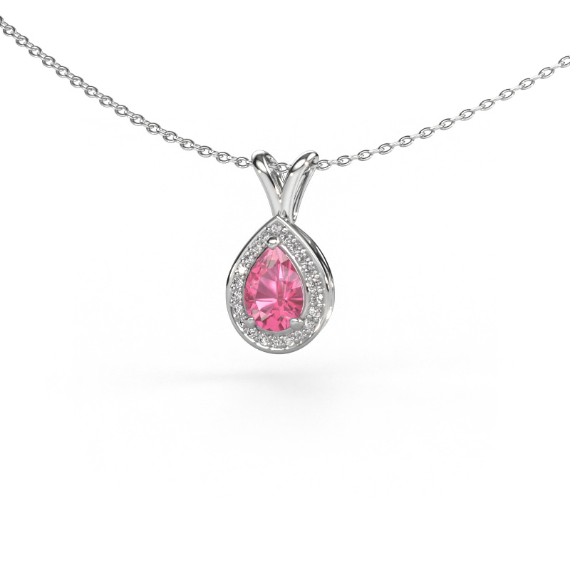 Image of Pendant Ginger 585 white gold Pink sapphire 7x5 mm