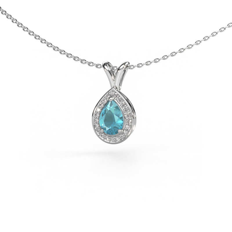 Image of Pendant Ginger 585 white gold Blue topaz 7x5 mm