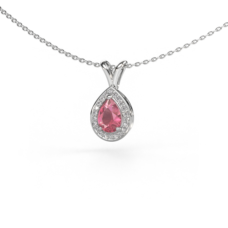 Image of Pendant Ginger 585 white gold Tourmaline pink 7x5 mm