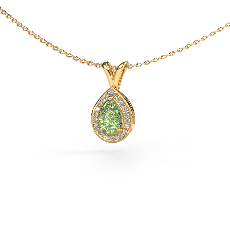 Image de Pendentif Ginger 585 or jaune Diamants synthétiques vert 7x5 mm
