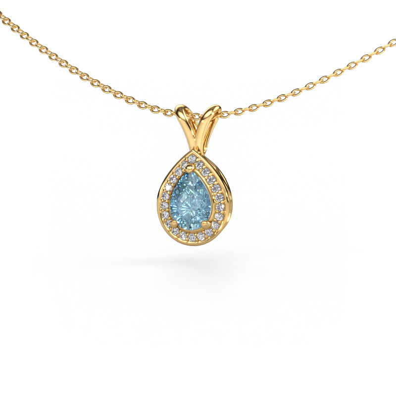 Image de Pendentif Ginger 585 or jaune Diamant synthétique bleu 7x5 mm