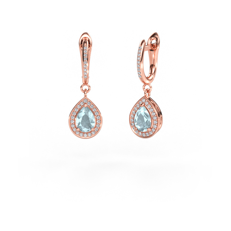 Image of Drop earrings Ginger 2 585 rose gold Aquamarine 7x5 mm