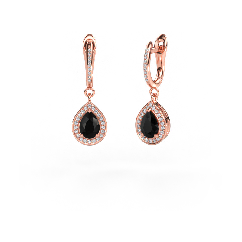 Image of Drop earrings Ginger 2 585 rose gold Black diamond 2.265 crt