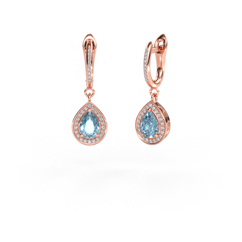 Afbeelding van Oorhangers Ginger 2 585 rosé goud Blauwe lab grown diamant 7x5 mm